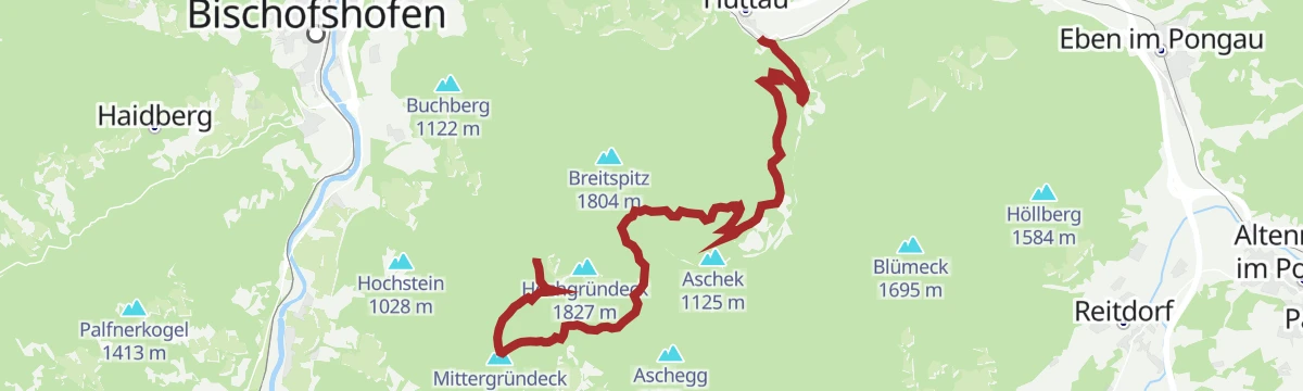 Route map: Hüttau-Hochgründeck (SW65)